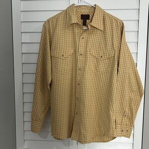 Born.  Men's Mustard Yellow Plaid Button-Up Shirt